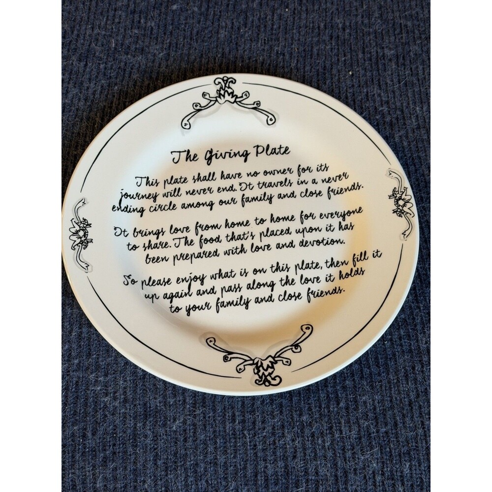 The Giving Plate Holiday Plate Katie & Mandy 10.5” Black & White Family Friends